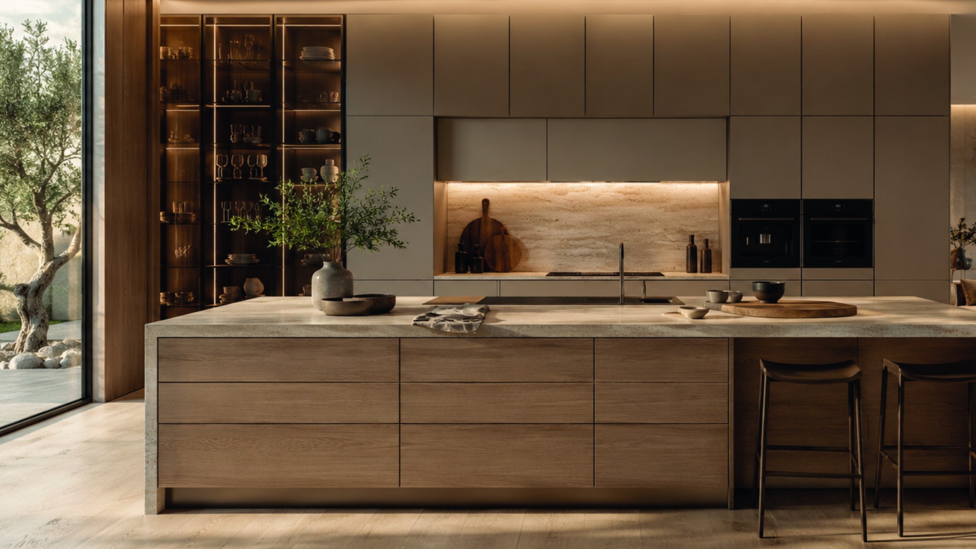 Cocina de madera y piedra dise&ntilde;ada a medida
